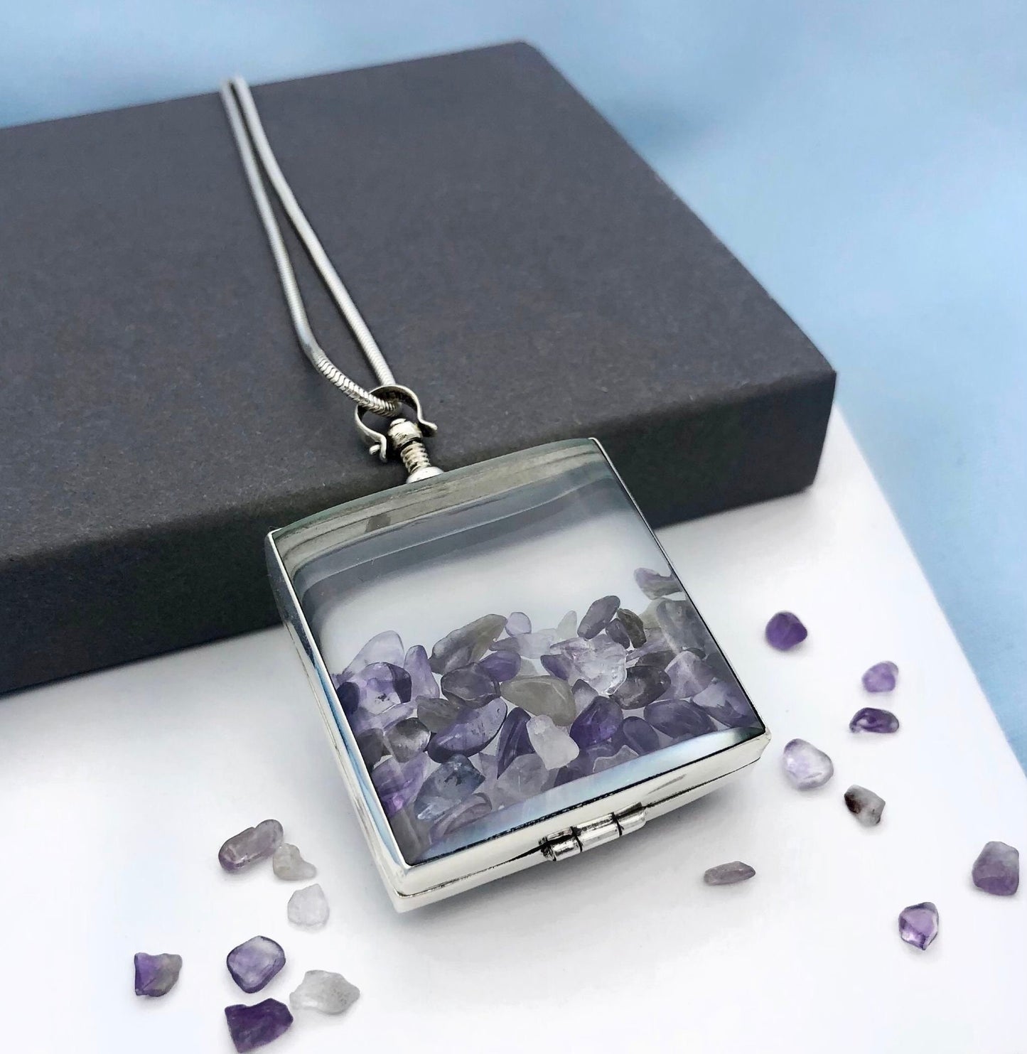 February Birthstone Necklace Glass Gems Personalized Birthstone Locket Jewelry Amethyst Locket Necklace Jewellery Birthstones Personalised