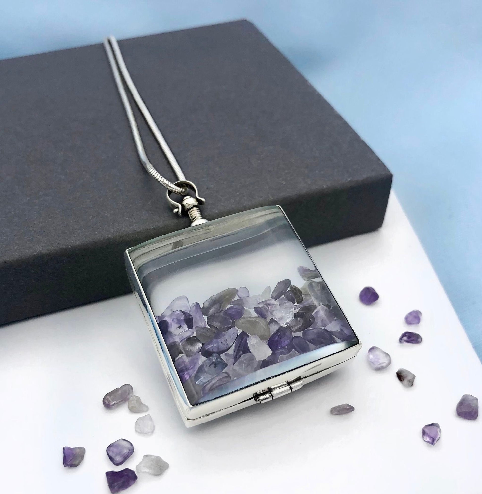 February Birthstone Necklace Glass Gems Personalized Birthstone Locket Jewelry Amethyst Locket Necklace Jewellery Birthstones Personalised