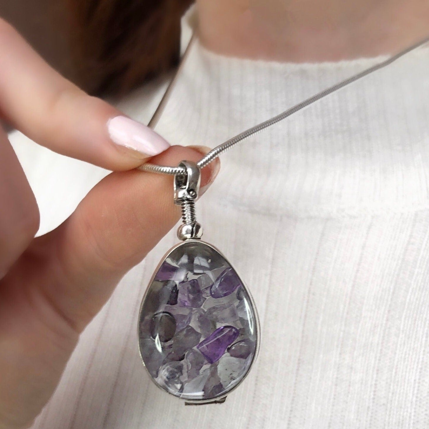 February Birthstone Necklace Glass Gems Personalized Birthstone Locket Jewelry Amethyst Locket Necklace Jewellery Birthstones Personalised
