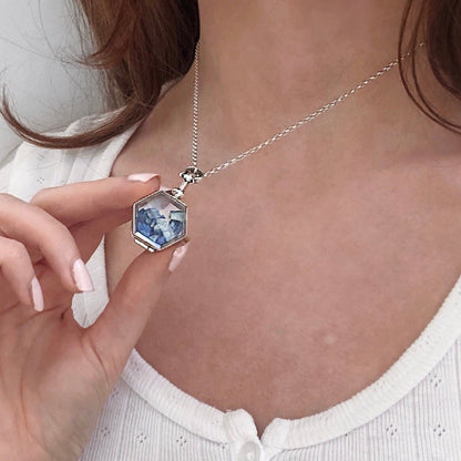 September Birthstone Necklace Glass Gems Personalized Birthstone Locket Jewelry Lapis Lazuli Locket Necklace Jewery Birthstone Personalised