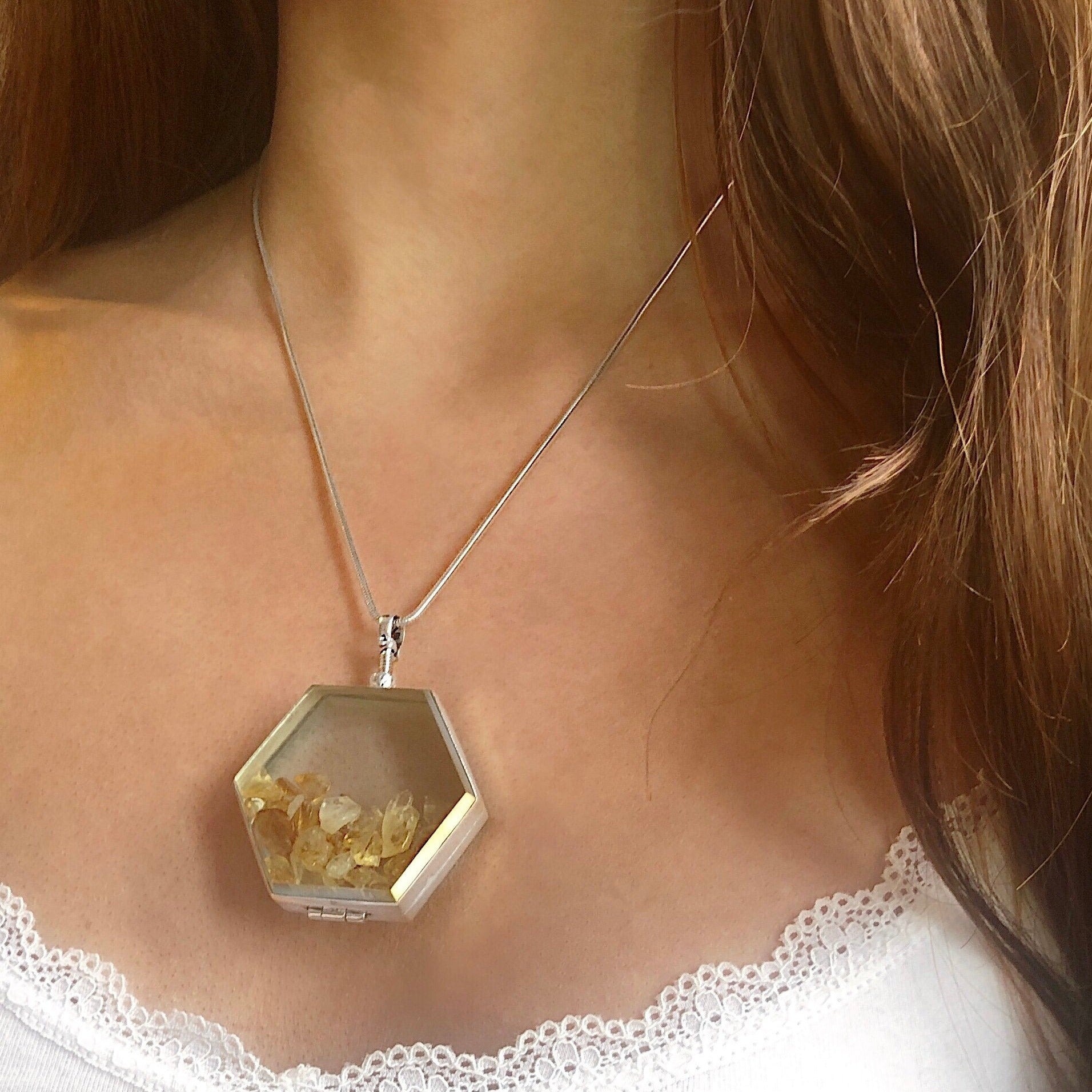 November Birthstone Necklace Glass Gemstone Personalized Birthstone Locket Jewelry Citrine Locket Necklace Jewellery Birthstone Personalised