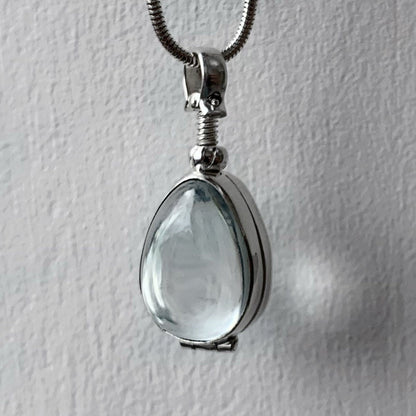 Teardrop Locket Necklace Teardrop Glass Locket Necklace Peardrop Clear Glass Locket Necklace Raindrop See Thru Locket Necklace Gift for Mom