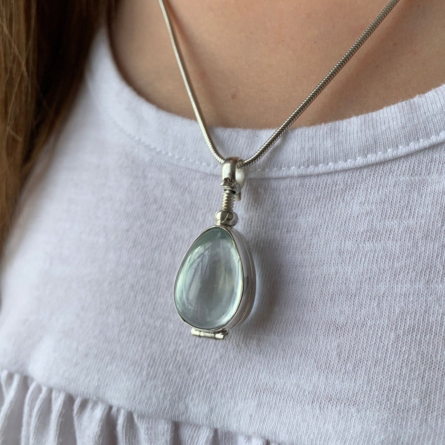 Teardrop Locket Necklace Teardrop Glass Locket Necklace Peardrop Clear Glass Locket Necklace Raindrop See Thru Locket Necklace Gift for Mom