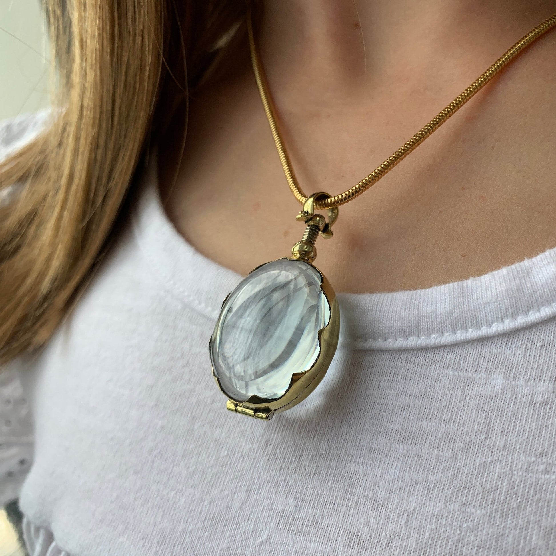 Glass Locket Necklace Gold Locket Necklace Miniature Photo Frame Gift For Unique Bereavement Gifts for a Friend Sympathy Keepsake Necklace