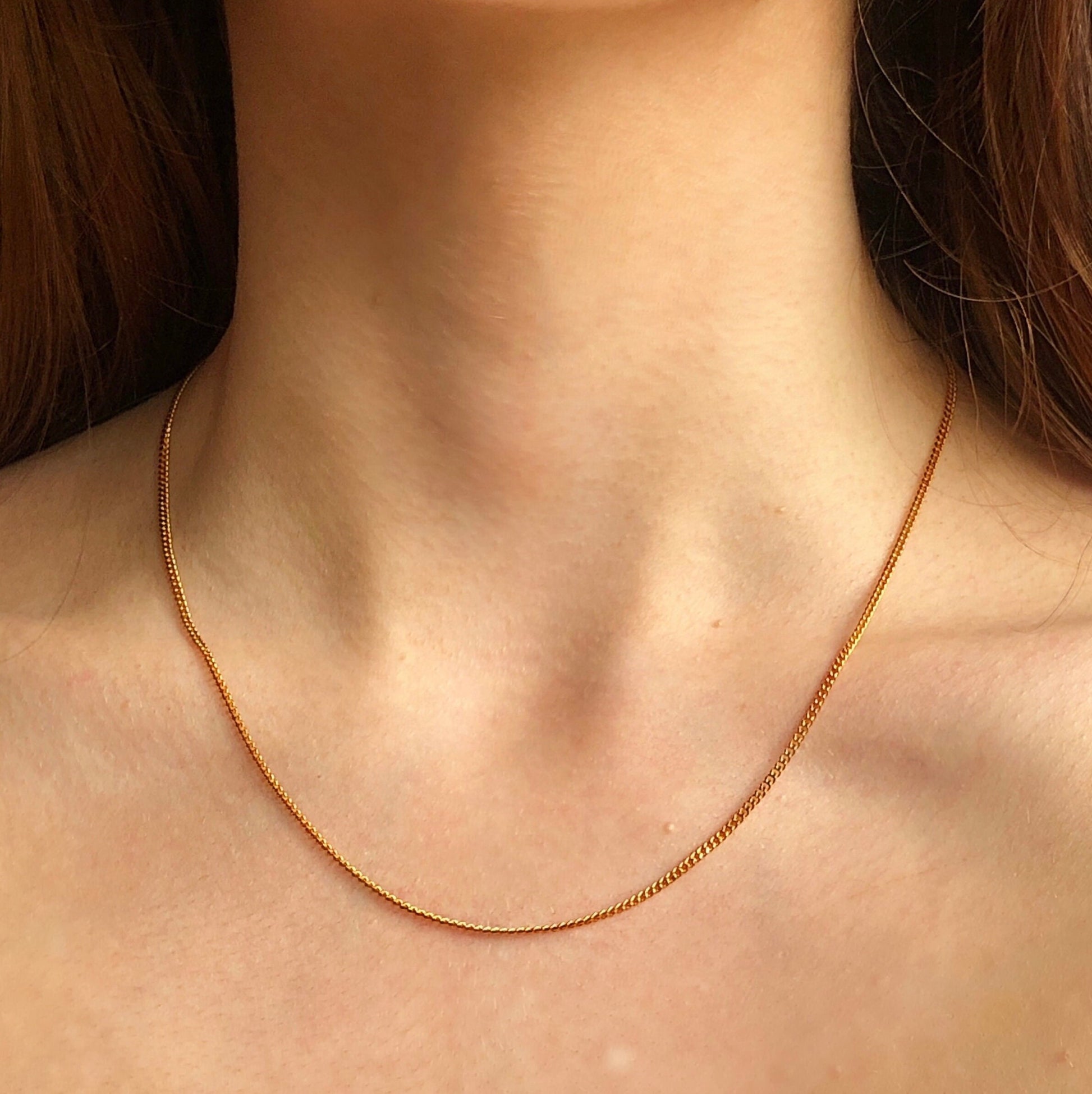 Gold Plated Curb Chain 18 inch Gold Chain Necklace for