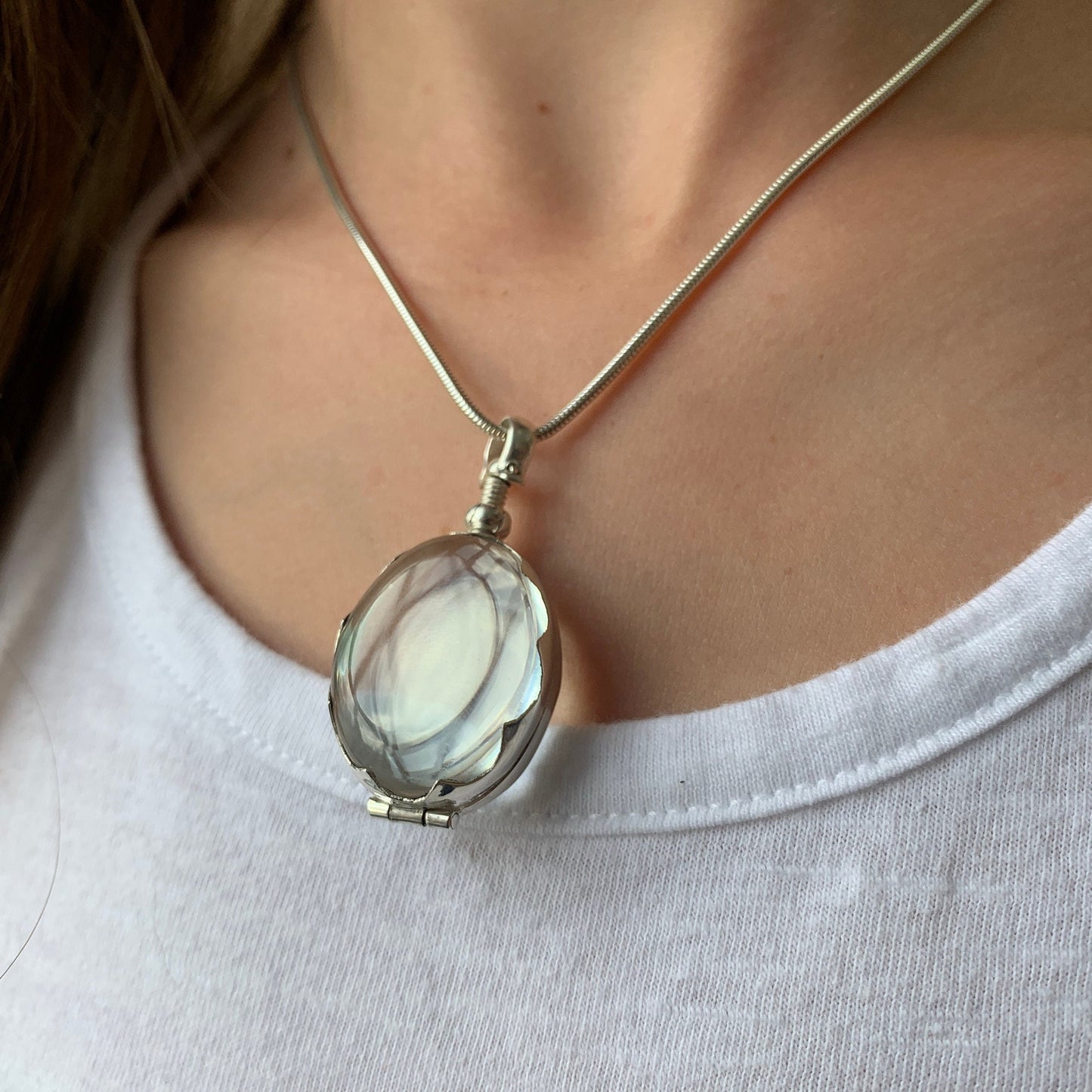 Engraved Personalised Oval Glass Locket by LY Lockets