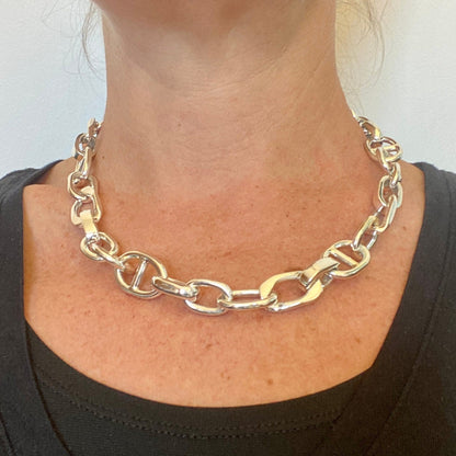 Heavy Sterling Silver Statement Necklace Belcher Style Chunky Silver Necklace for Christmas Sterling Silver Necklace Solid Silver Necklace