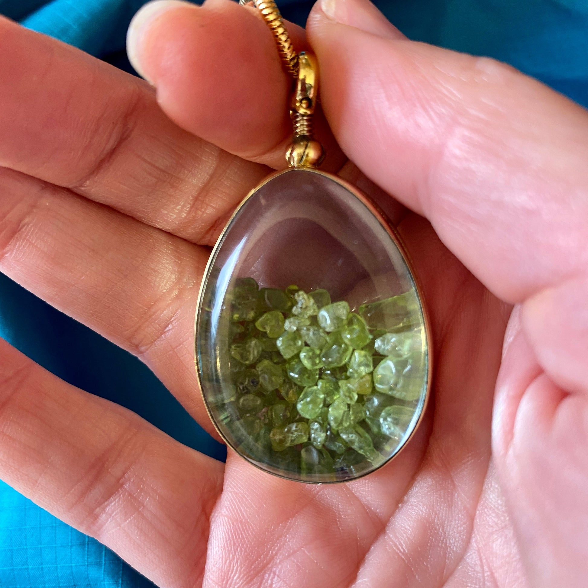 Crystals necklace holder teardrop gold locket for birthstones and keepsakes, choose your size, gold shaker locket, gift for her add your gem