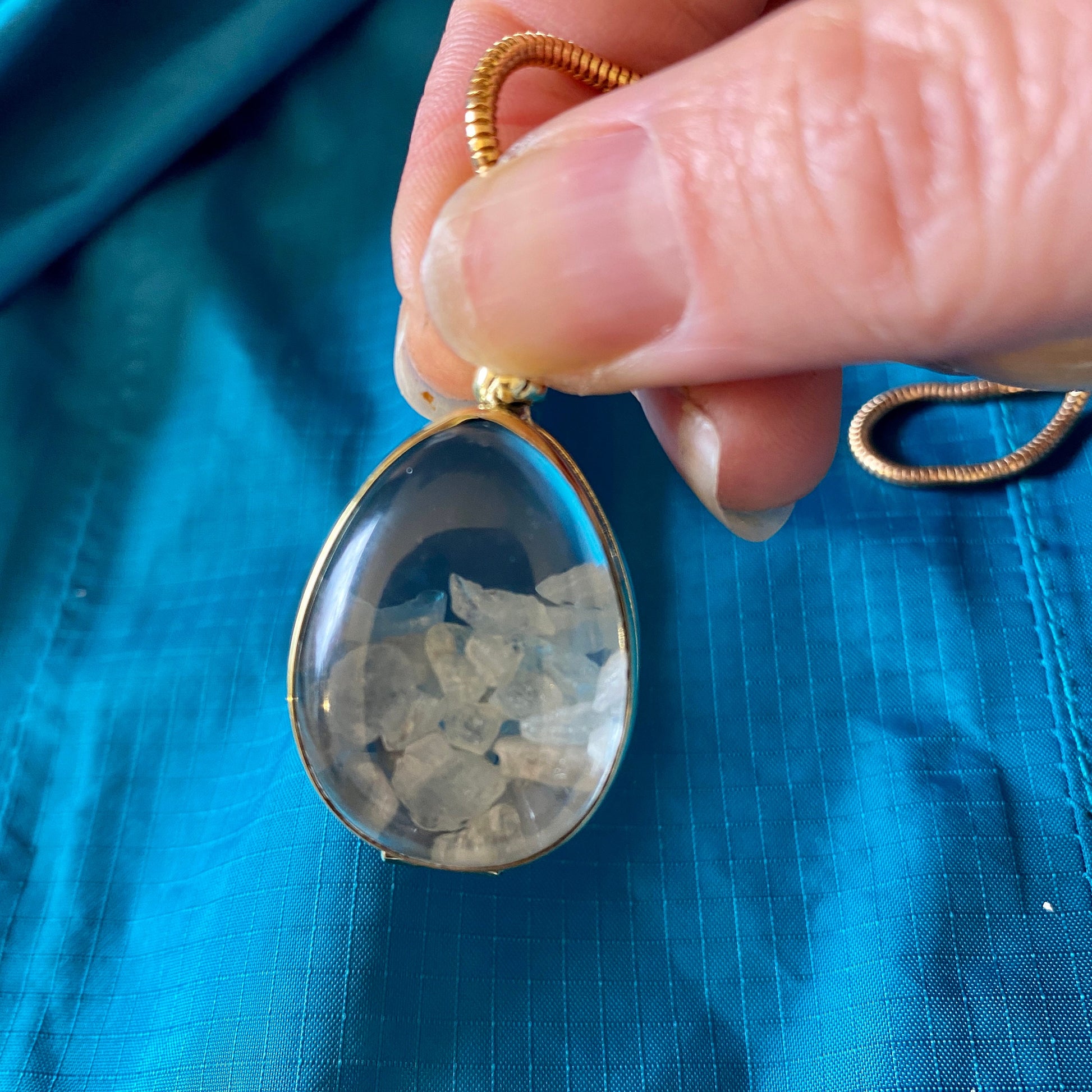 Crystals necklace holder teardrop gold locket for birthstones and keepsakes, choose your size, gold shaker locket, gift for her add your gem