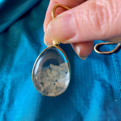 Crystals necklace holder teardrop gold locket for birthstones and keepsakes, choose your size, gold shaker locket, gift for her add your gem