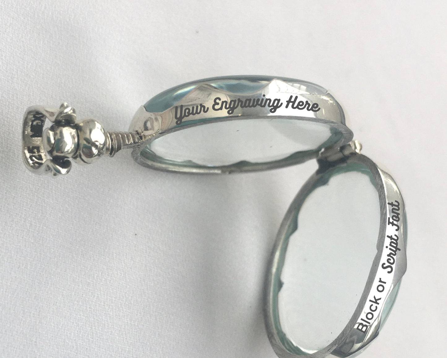 Engraved Personalised Oval Glass Locket by LY Lockets