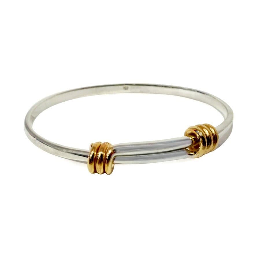 Stretchy Silver Bangle Springy Silver Bangle Gold Bangle Christening Bangle Tension Bracelet Bangle with Coils Sterling Silver Bangle