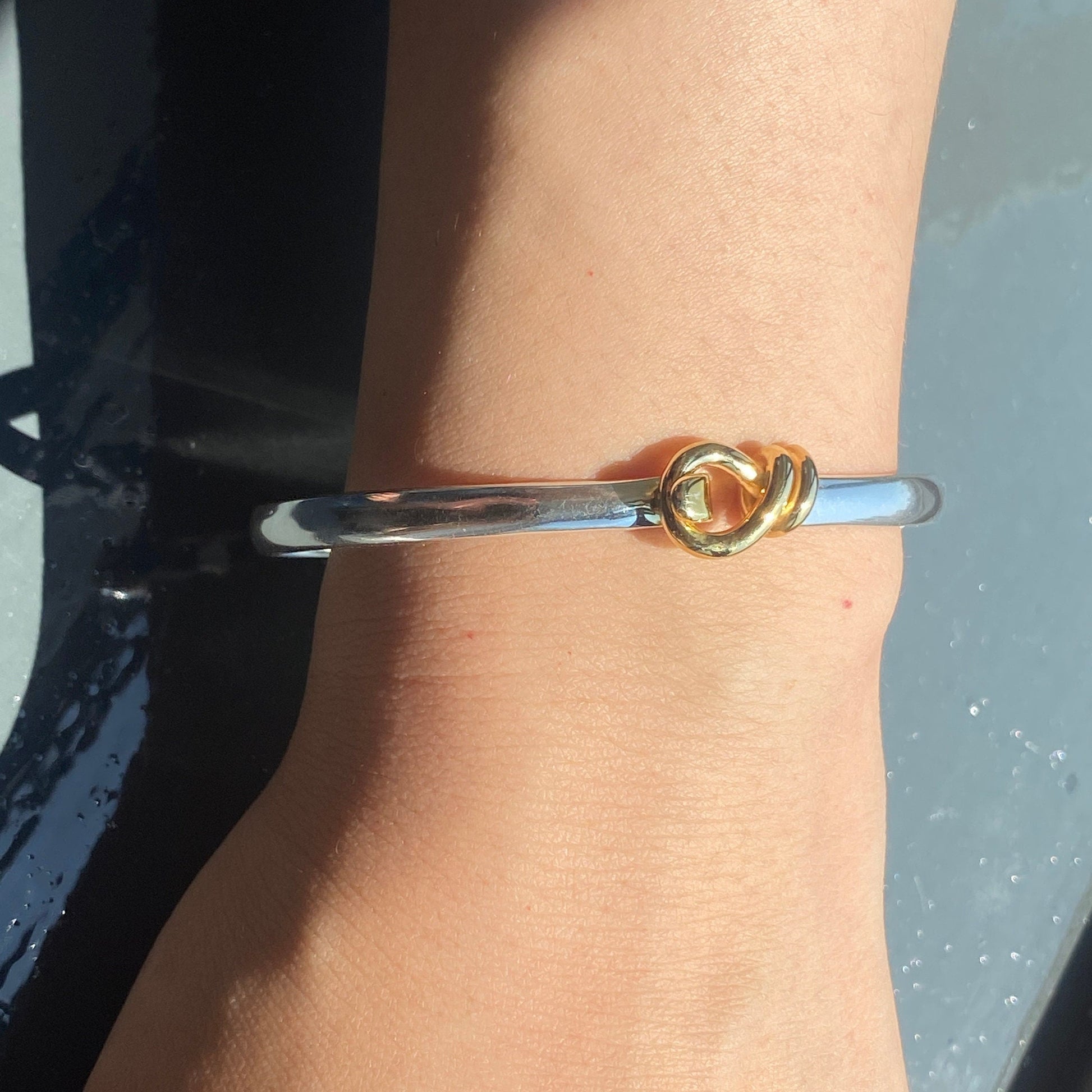 Two Tone Bangle Bracelet Personalized Silver Bracelet 21st Birthday Gift Silver Bangles for Women Sterling Silver Bangle with Message