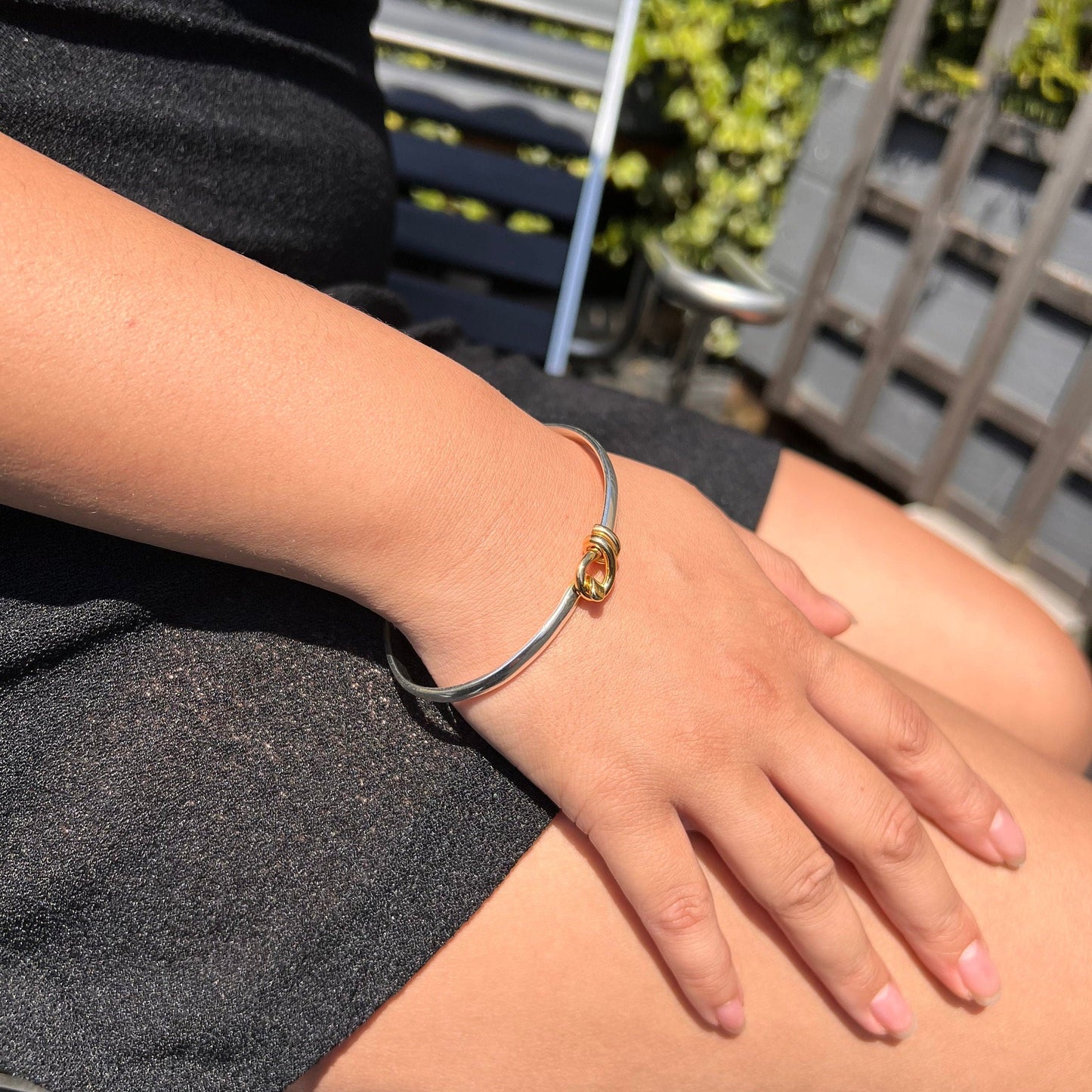 Two Tone Bangle Bracelet Personalized Silver Bracelet 21st Birthday Gift Silver Bangles for Women Sterling Silver Bangle with Message