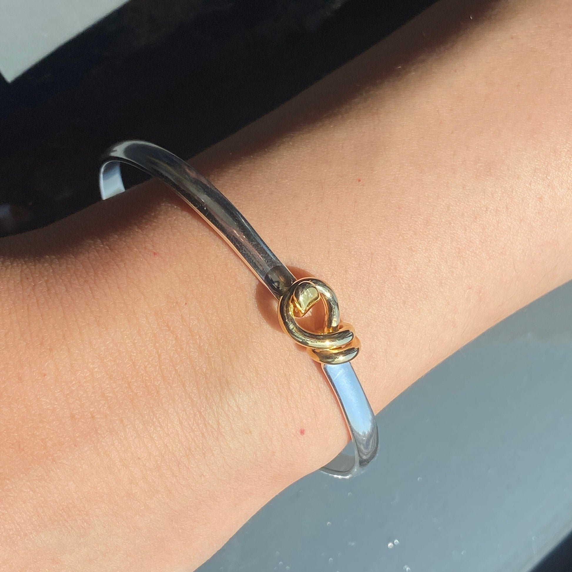 Two Tone Bangle Bracelet Personalized Silver Bracelet 21st Birthday Gift Silver Bangles for Women Sterling Silver Bangle with Message