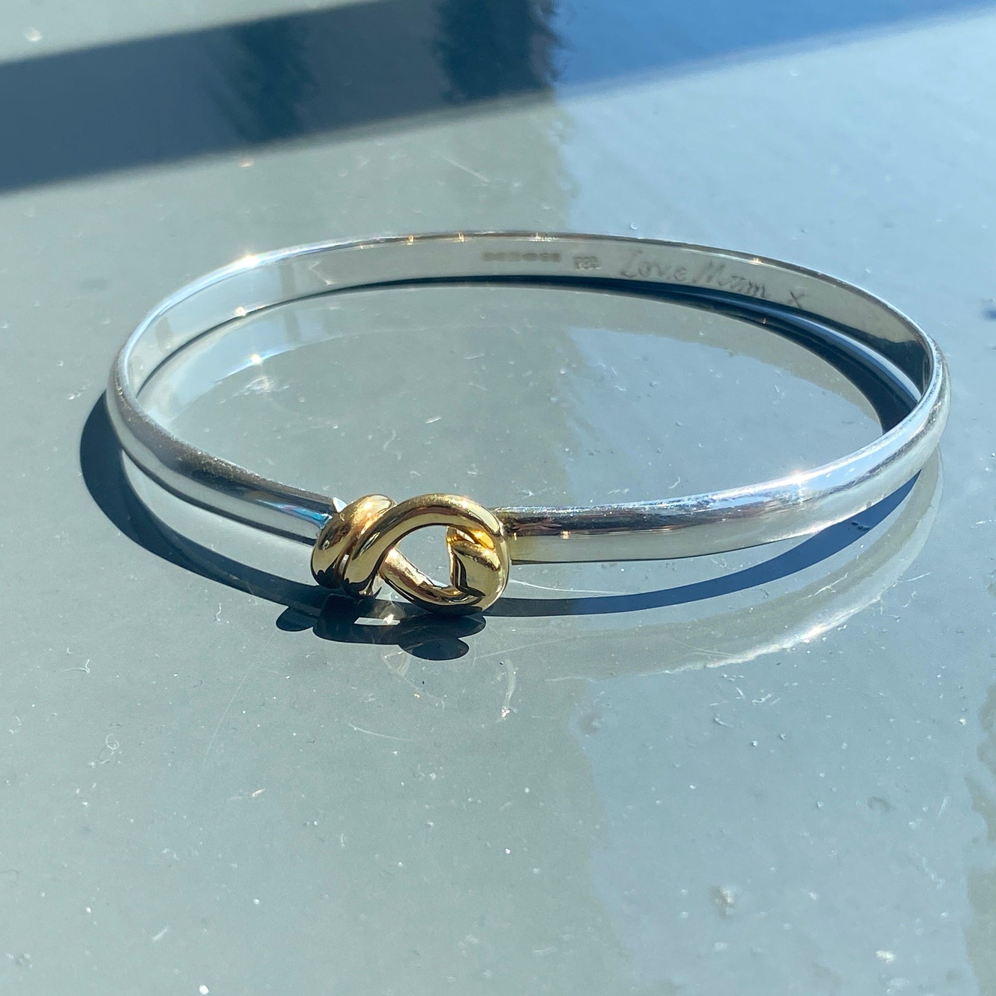 Two Tone Bangle Bracelet Personalized Silver Bracelet 21st Birthday Gift Silver Bangles for Women Sterling Silver Bangle with Message