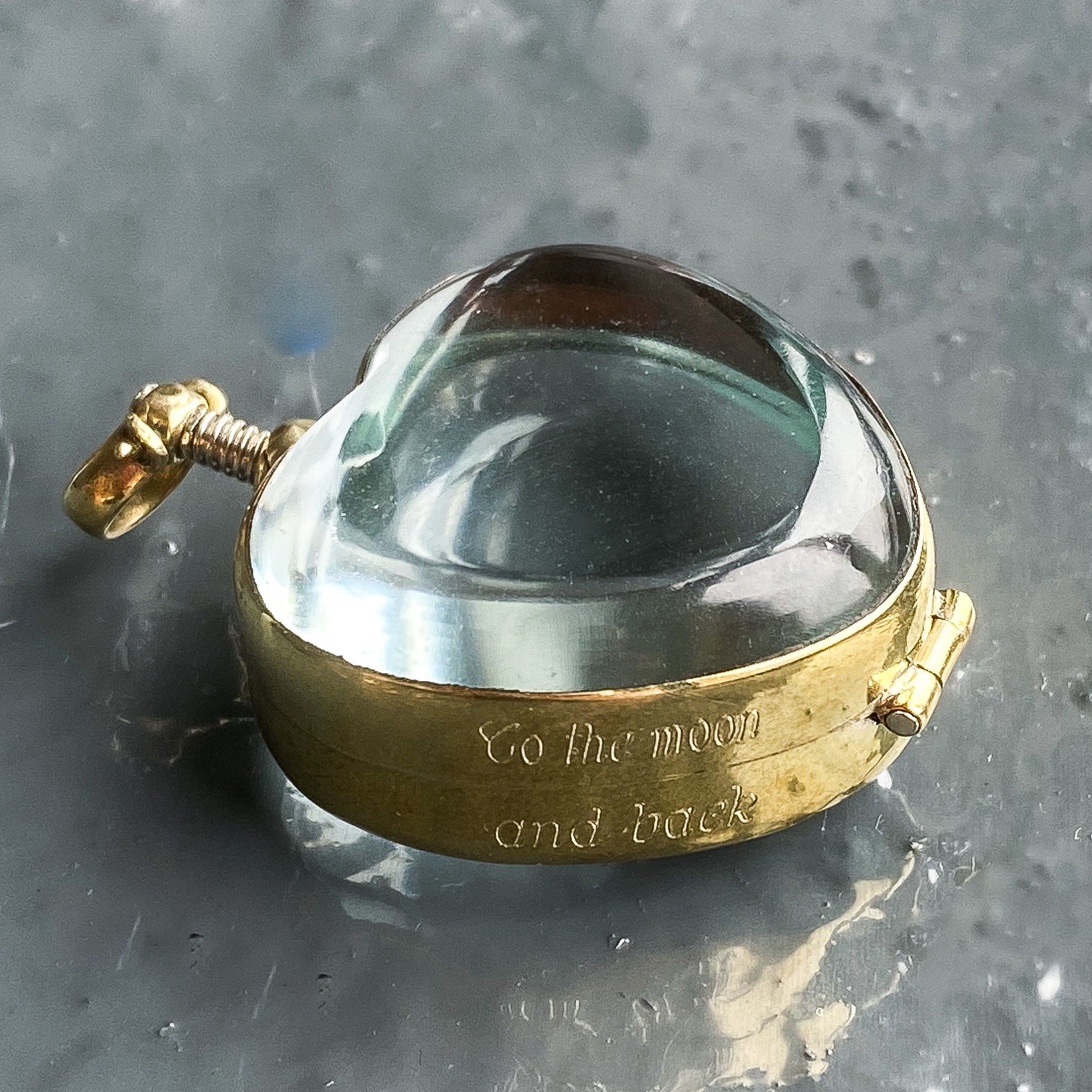 Deep Gold Heart Locket Shaker Heart Locket for Lovers Locket Engraved Glass Locket Necklace Gold Plated Locket Gold Heart Locket Pendant