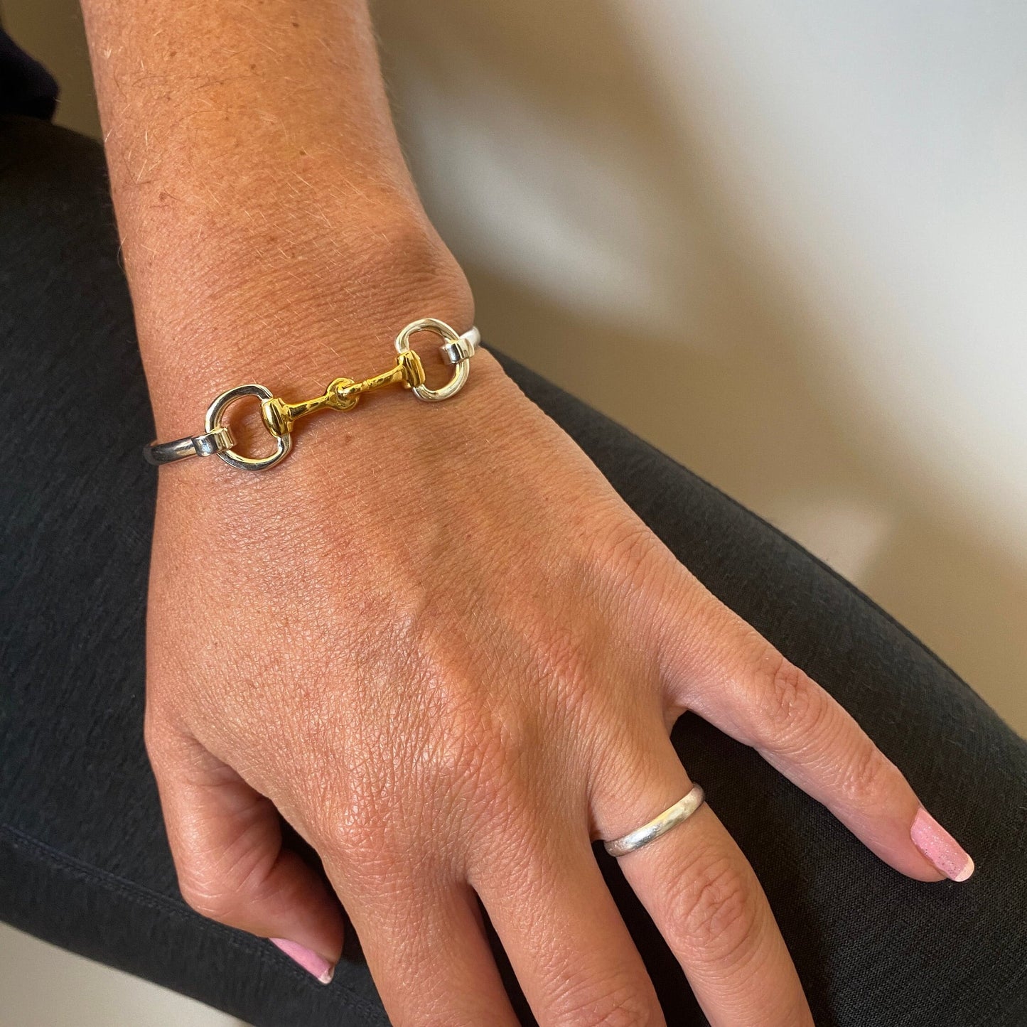 Horse Bit Bracelet in Sterling Silver and 18 Ct Gold Vermeil