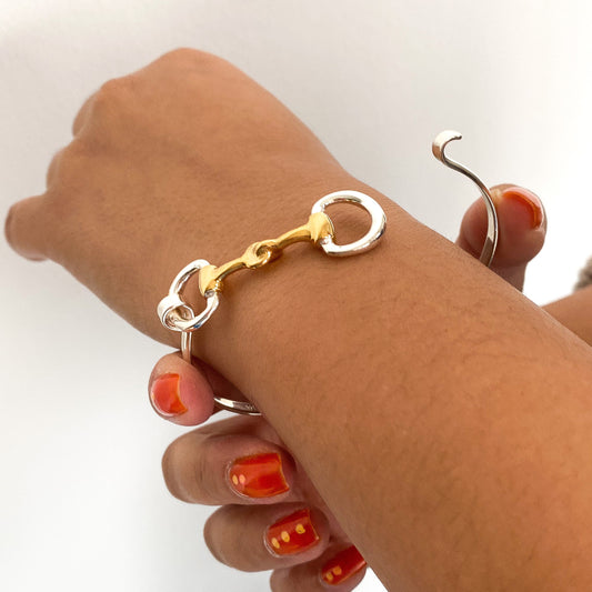 Horse Bit Bracelet in Sterling Silver and 18 Ct Gold Vermeil