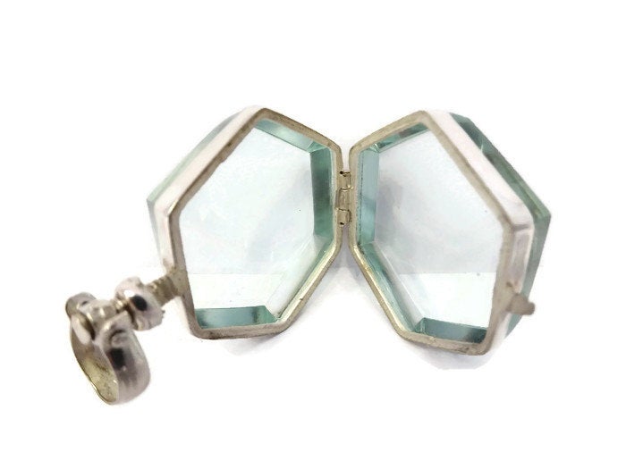 Silver Glass Photo Locket Hexagon - Mon Bijoux
