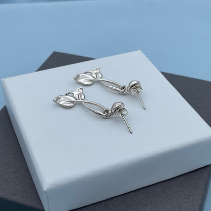 Leaf Sterling Silver Stud Earrings