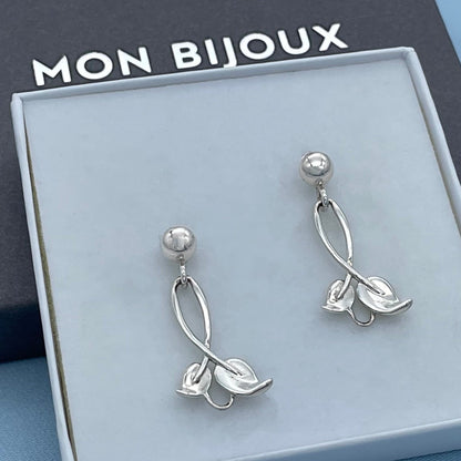 Leaf Sterling Silver Stud Earrings