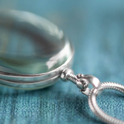 Oval Locket - Sterling Silver & Antique Glass - Mon Bijoux - Mon Bijoux