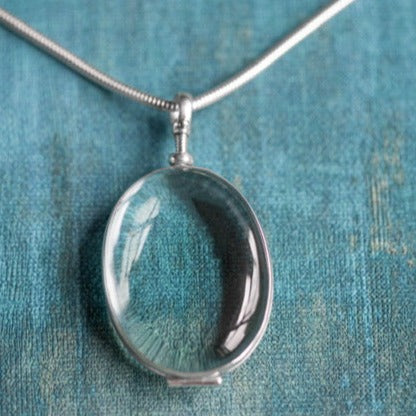 Oval Locket - Sterling Silver & Antique Glass - Mon Bijoux - Mon Bijoux