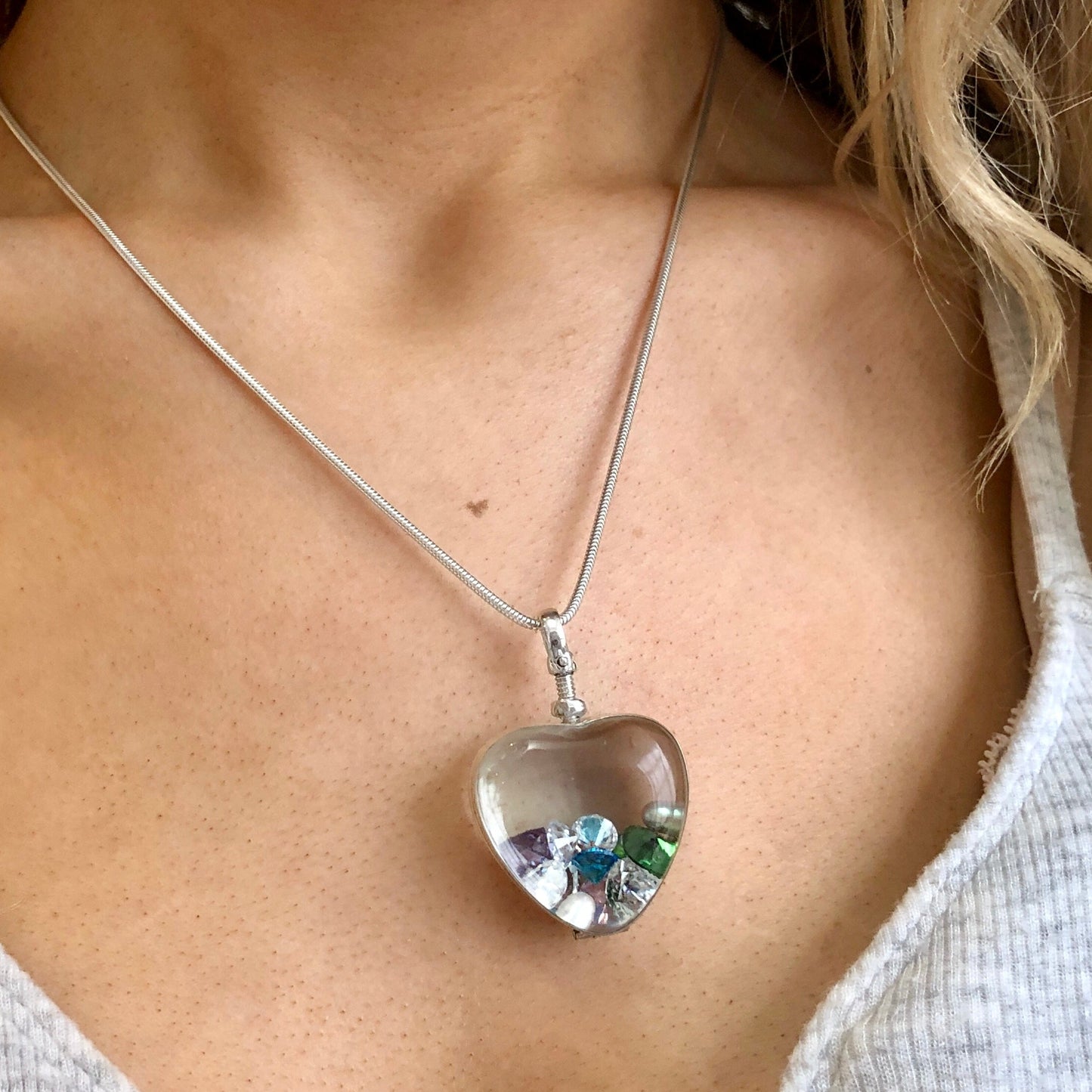 small deep heart shaped heirloom locket for birthstones and gems
