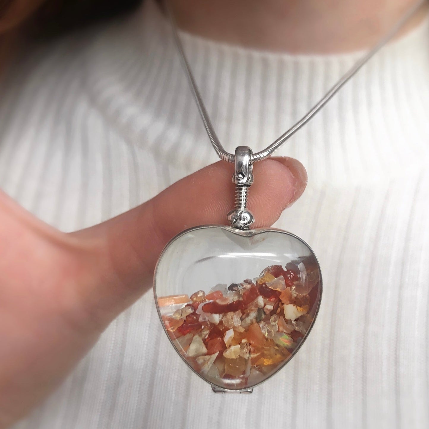 Silver Heart Locket for Gemstones
