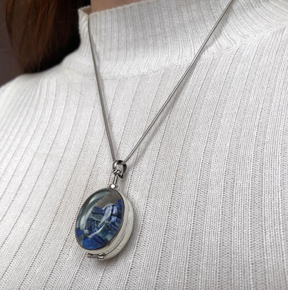 Oval Sterling Silver Glass Deep Locket - Choose your size