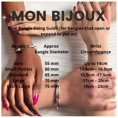 Mon Bijoux silver bangle for women size guide