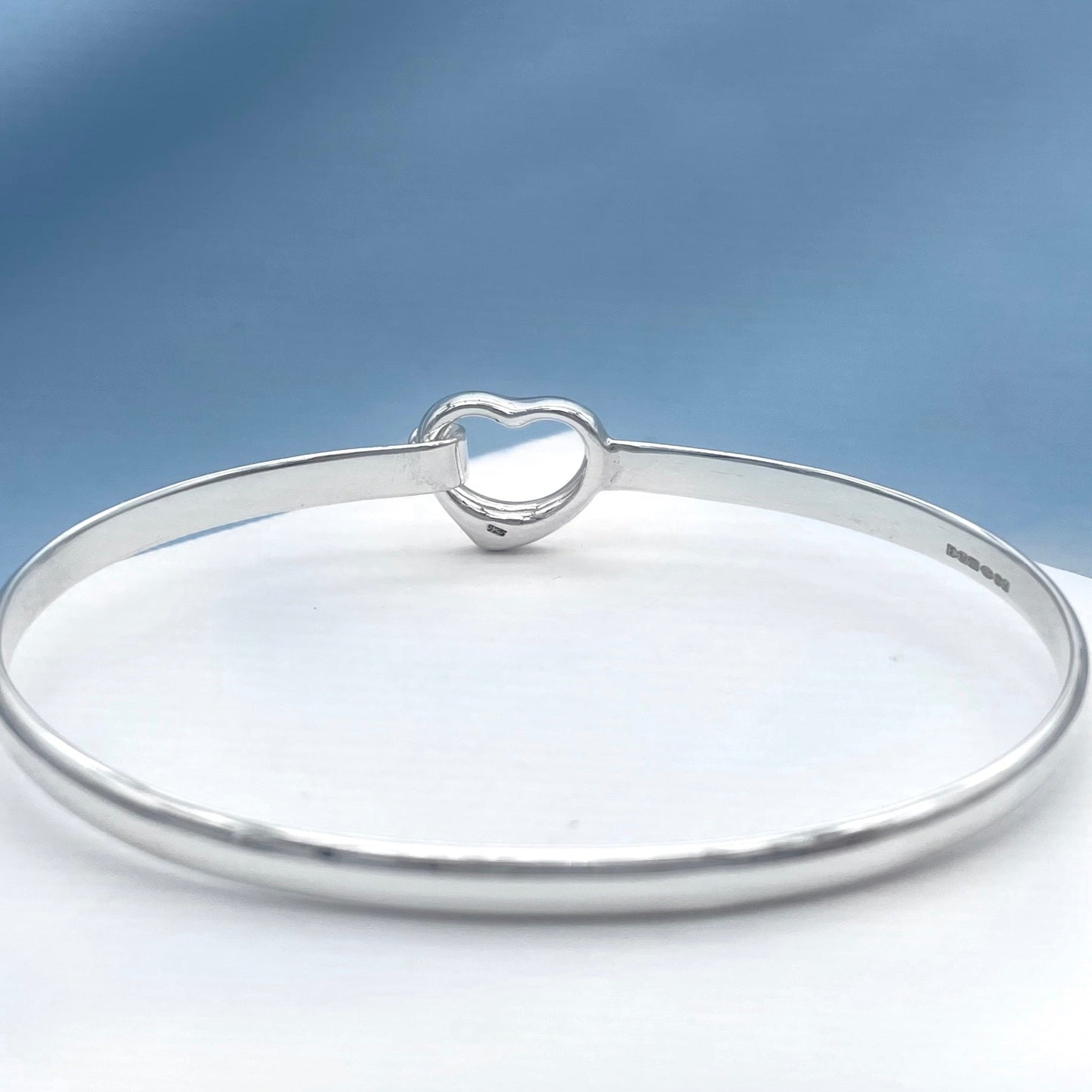 Open Heart Silver Bangle