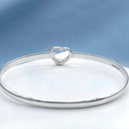 Open Heart Silver Bangle