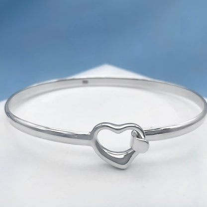 Open Heart Silver Bracelet Bangle Small Wrist