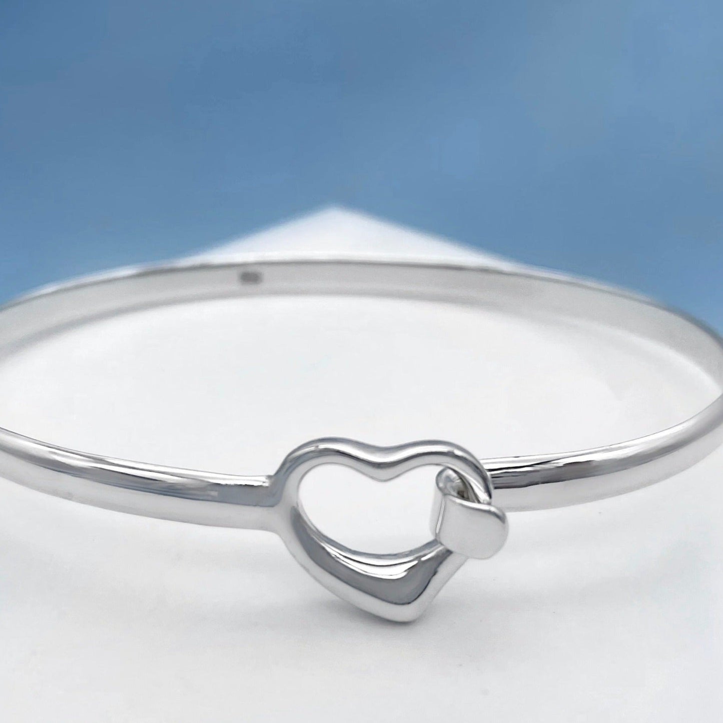 Open Heart Silver Bangle
