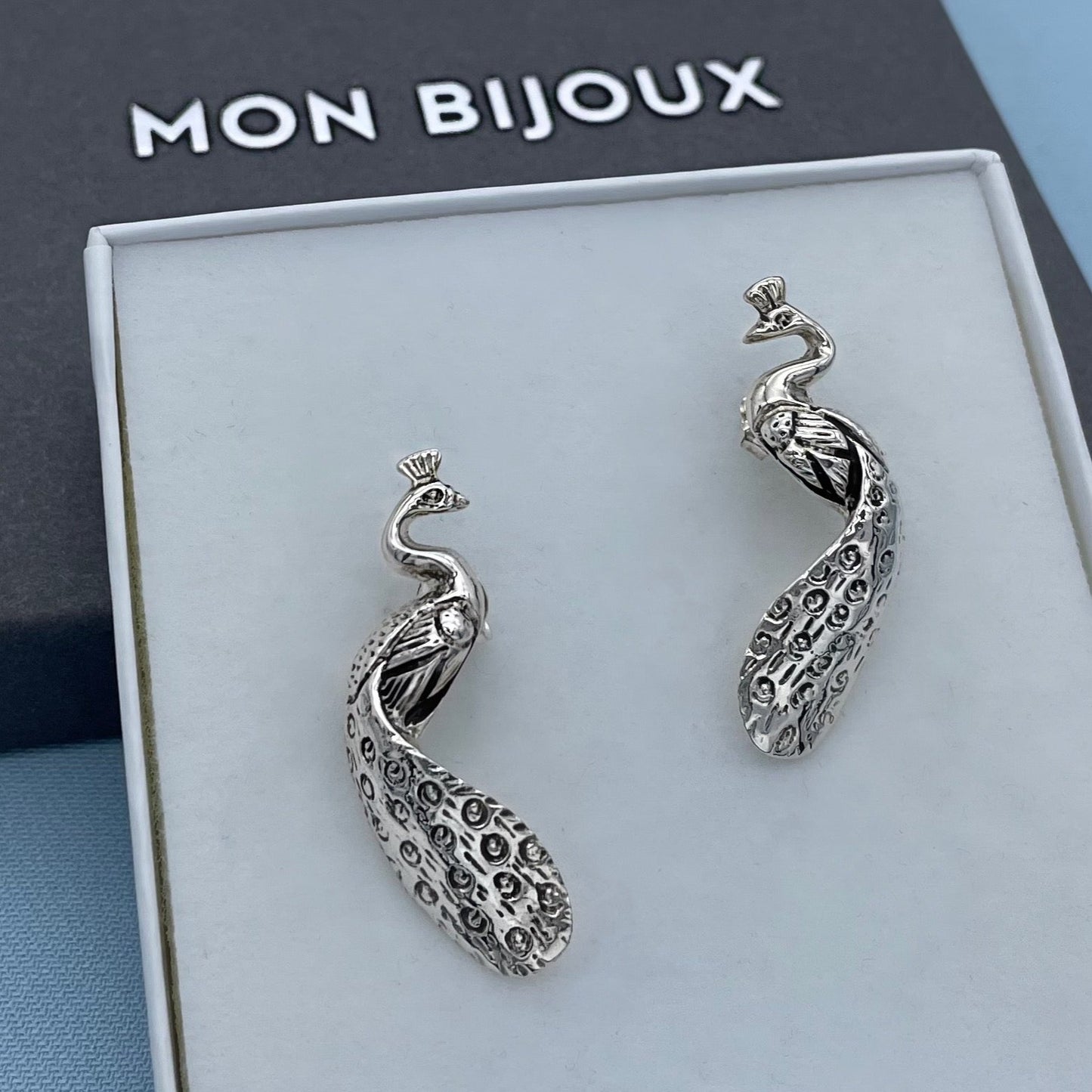 Peacock Sterling Silver Stud Earrings