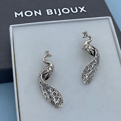 Peacock Sterling Silver Stud Earrings