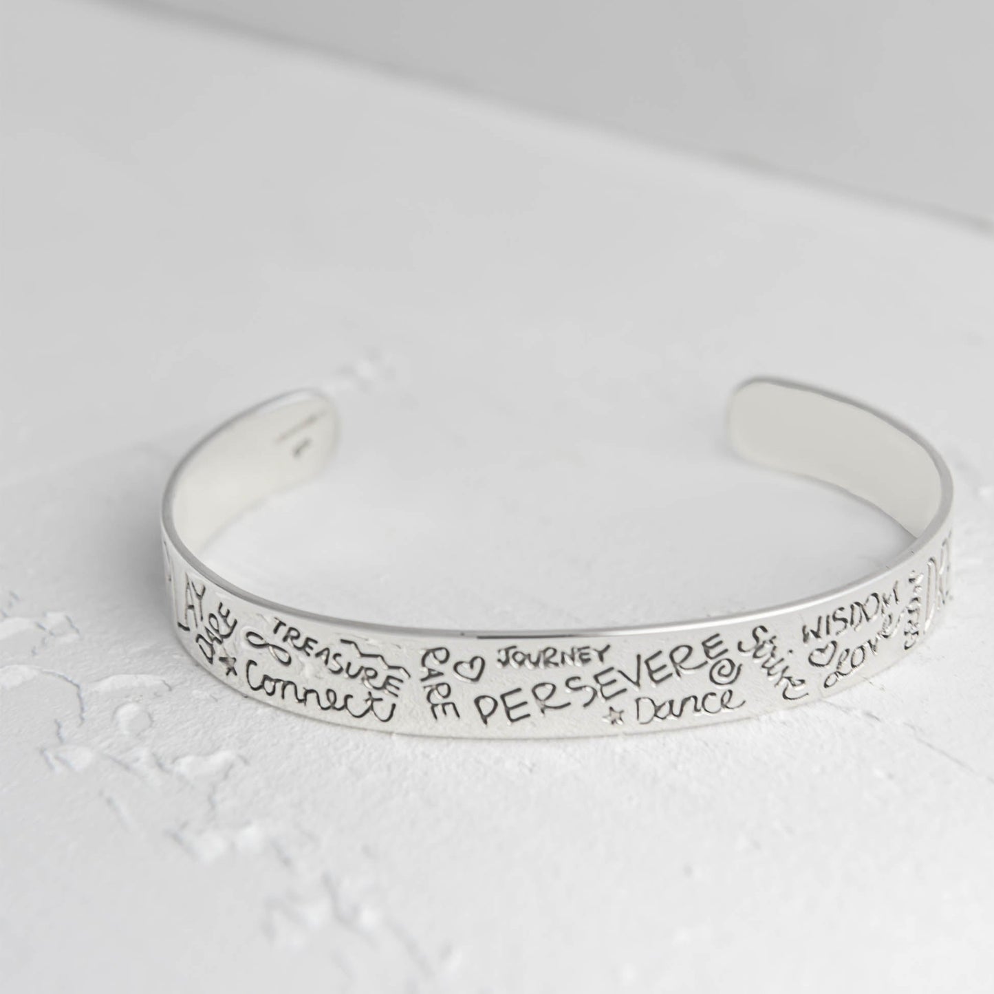 Perseverance Quote Silver Bangle - Mon Bijoux