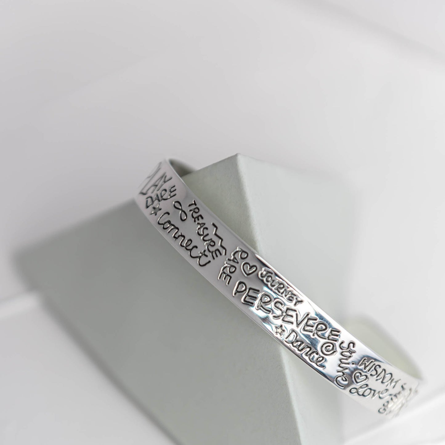 Perseverance Quote Silver Bangle - Mon Bijoux