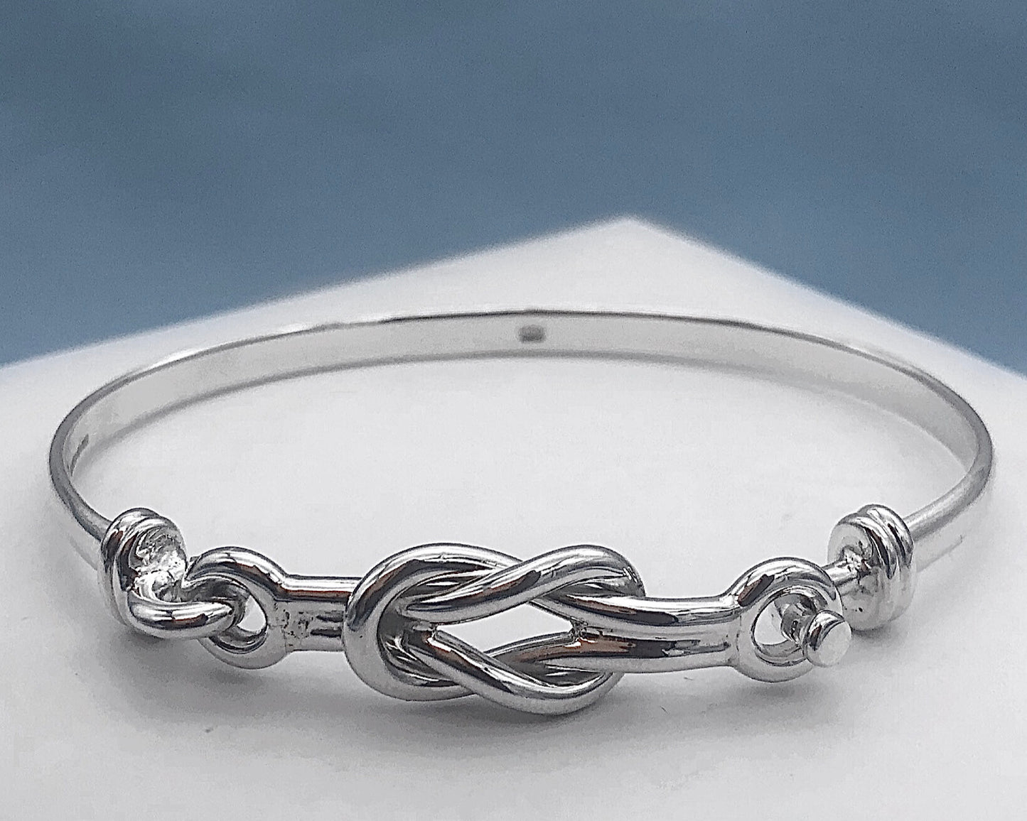 Right Angle Love Knot Silver Bracelet