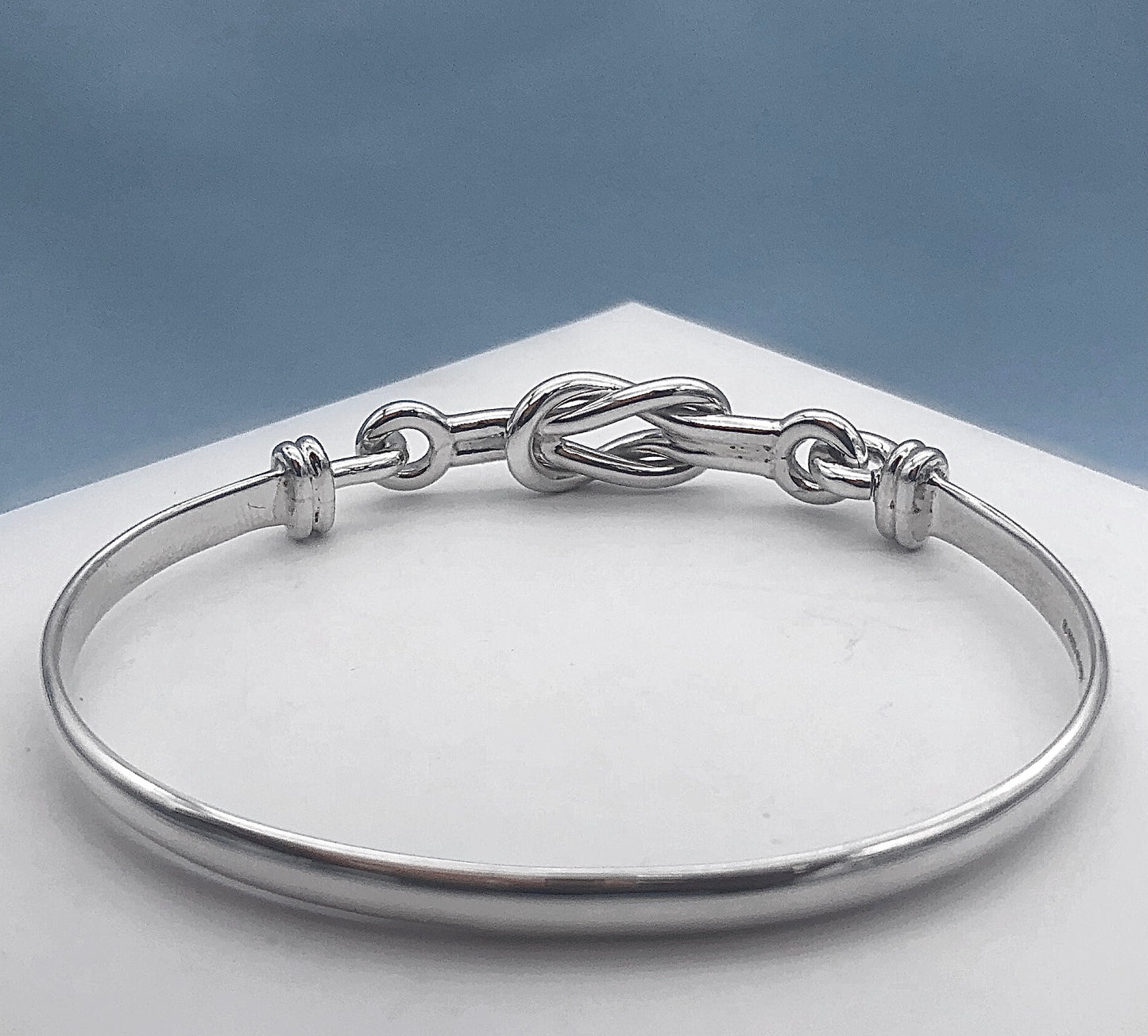 Right Angle Love Knot Silver Bracelet