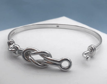 Right Angle Love Knot Silver Bracelet