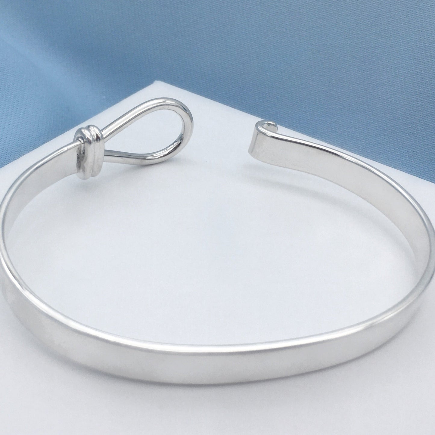Rope Hook Silver Bangle Bracelet for Small Wrist