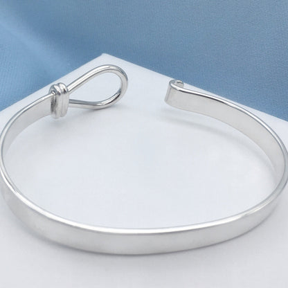 Rope Hook Small Silver Bangle for Small Wrists