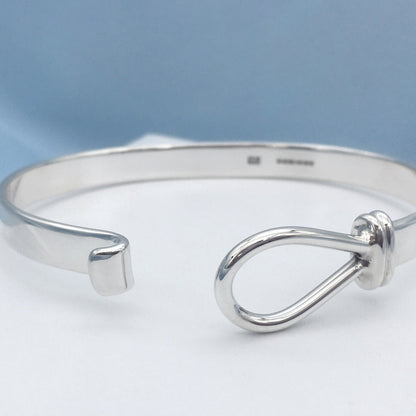 Rope Hook Small Silver Bangle for Small Wrists