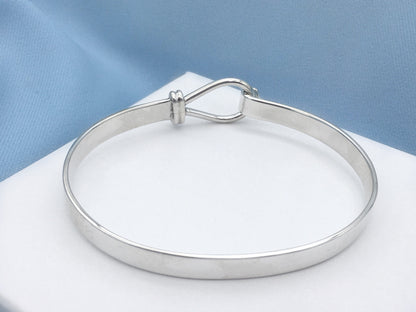 Rope Hook Unisex Solid Silver Bracelet Large Wrist