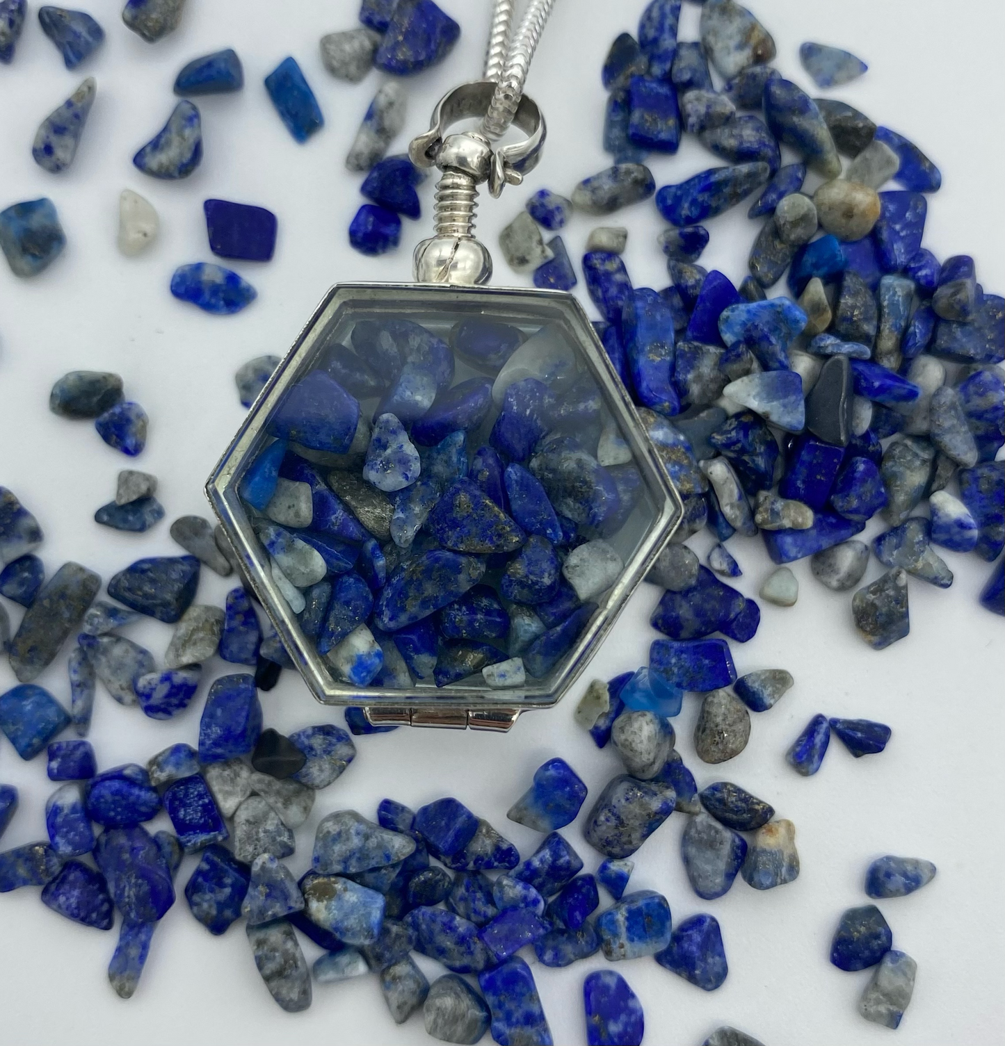 September Lapis Lazuli Birthstone Personalised Locket Necklace