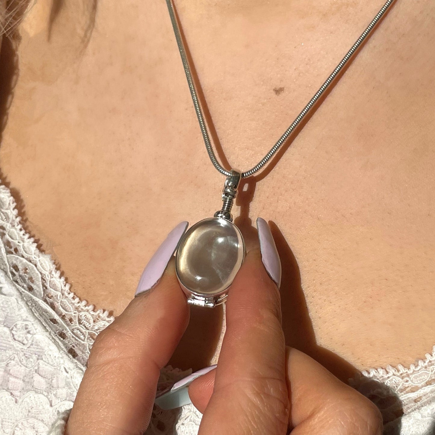 Oval Sterling Silver Glass Deep Locket - Choose your size