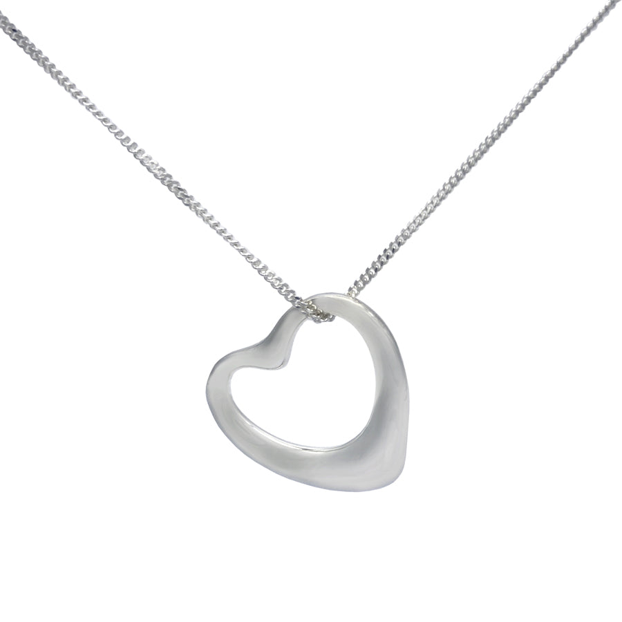 Small Hollow Heart Silver Pendant - Mon Bijoux